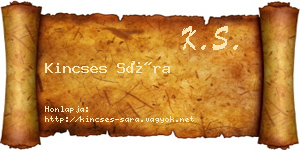 Kincses Sára névjegykártya